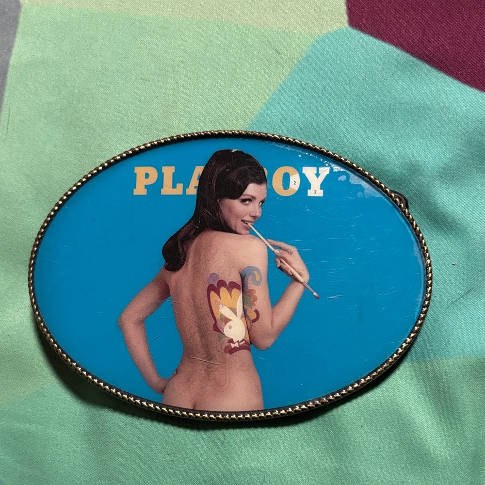 PLAYBOY Vibrant Blue and Gold Belt buckle